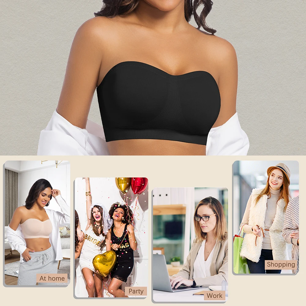 Strapless Invisible M-shaped Bra Solid For Women Summer New Non-slip Sexy Push-up Comfortable Underwear For Dress Brasieres thumbnail 4