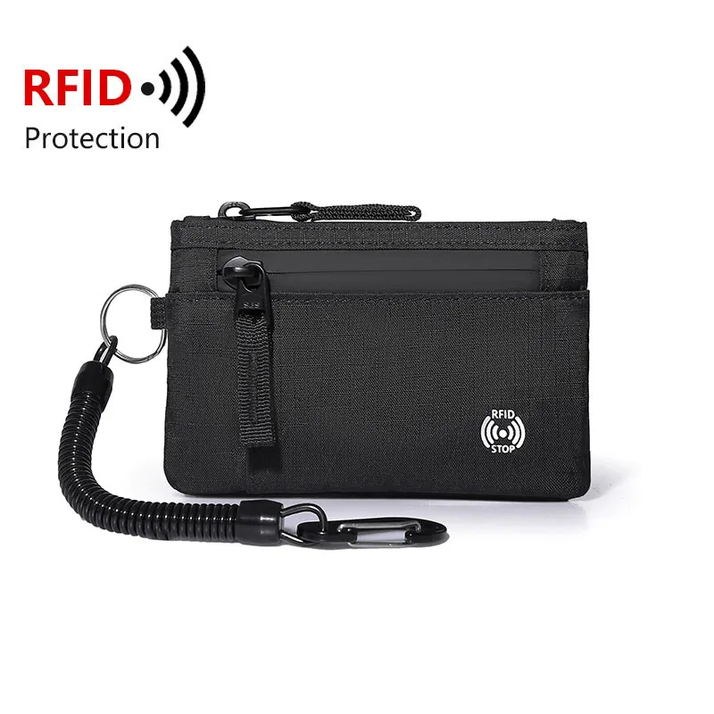 RFID Travel Wallet for Male Men Women Young Novelty Money Bag Purse Zipped Coin ID Card Holder Pocket Kids with Anti-theft Chain