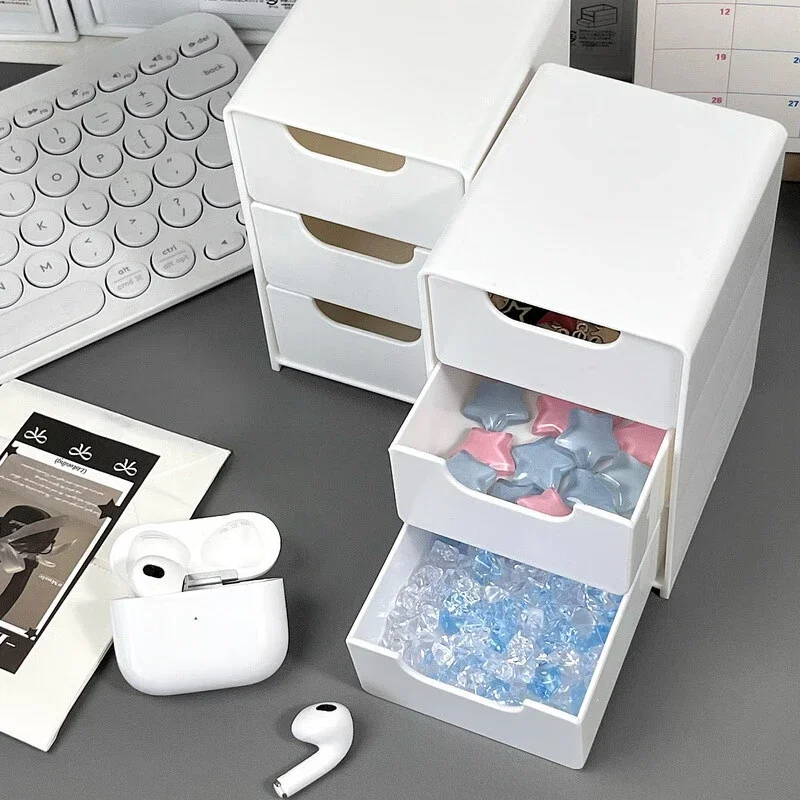 Chic 3-Tier Desk Organizer with Drawers - Ideal for Office Supplies, Jewelry & Cosmetics Storage - Portable Divider Box thumbnail 3