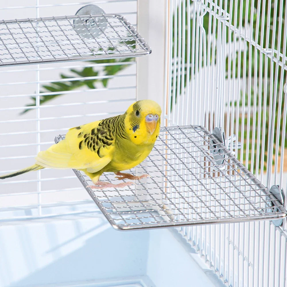 Versatile 1pc Stainless Steel Parrot Perch Toy Durable & Washable Bird Resting Stand Platform for Pet Bird Parrot Cages Supplies thumbnail 2