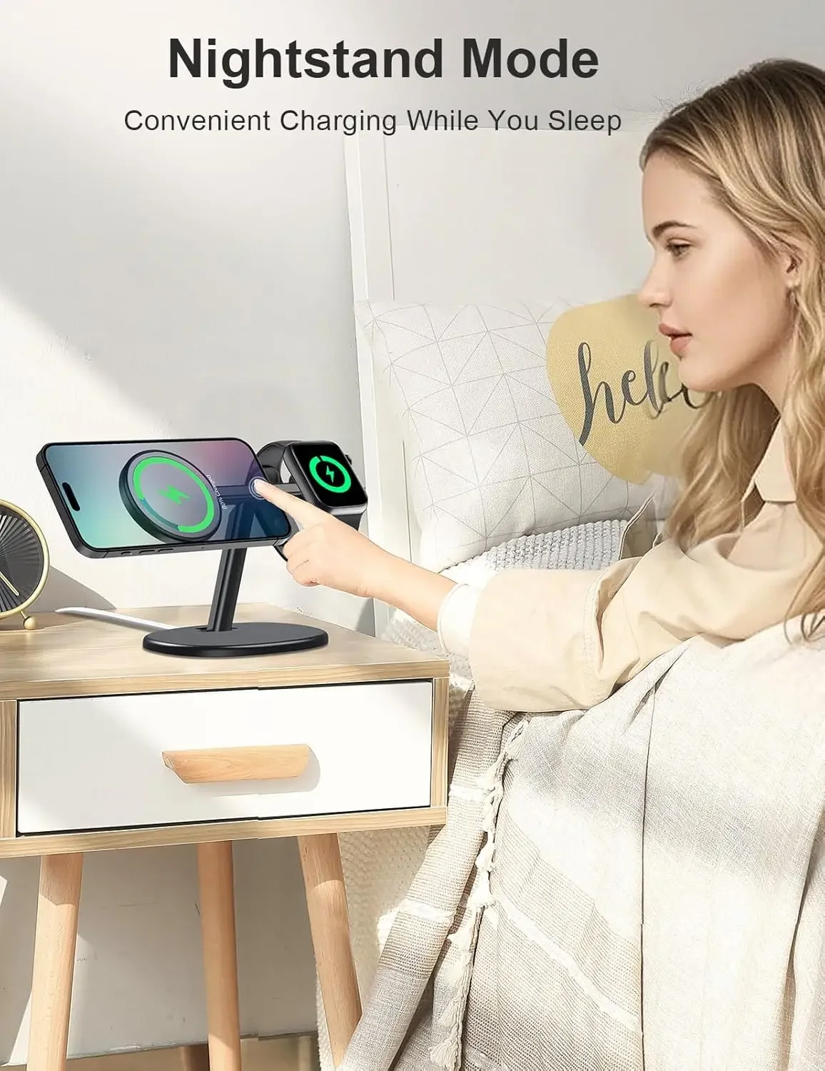 EWA 2-in-1 MagSafe Charging Cradle Dock for iPhone 16/15/14/13/12 and Apple Watch Series,SE, Non-Slip Dock (Charger not included thumbnail 4