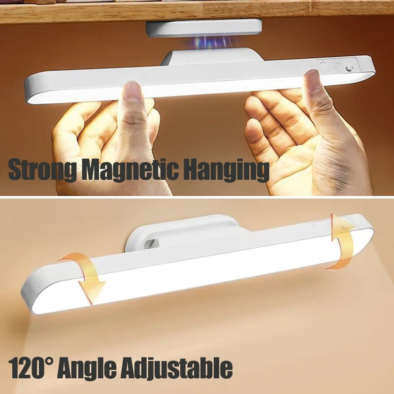 Remote LED Desk Lamp Magnetic Hanging Night Light USB Rechargeable Table Lamp 3 Colors Reading Light For Cabinet Closet Wardrobe thumbnail 6