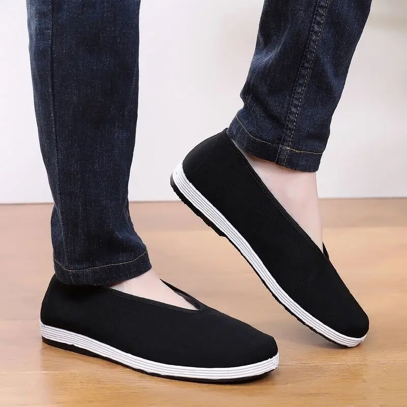 Chinese Traditional Martial Arts Shoes Men Kung Fu Wing Chun Tai-Chi Wushu Black Cloth Old Beijing Casual Shoes Sport Sneaker thumbnail 5