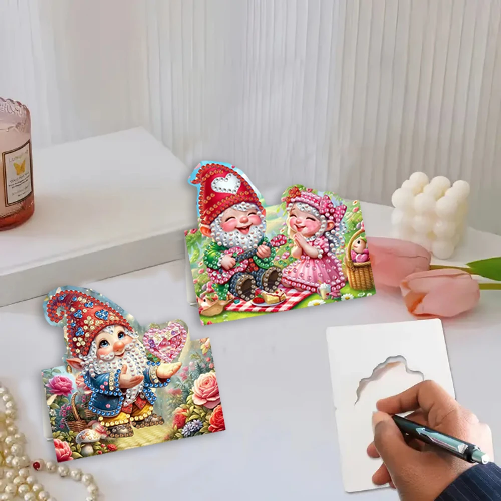 6-piece/set DIY diamond painting birthday card set, featuring unique flower, bird, and pattern designs, rhinestone diamond paint thumbnail 6