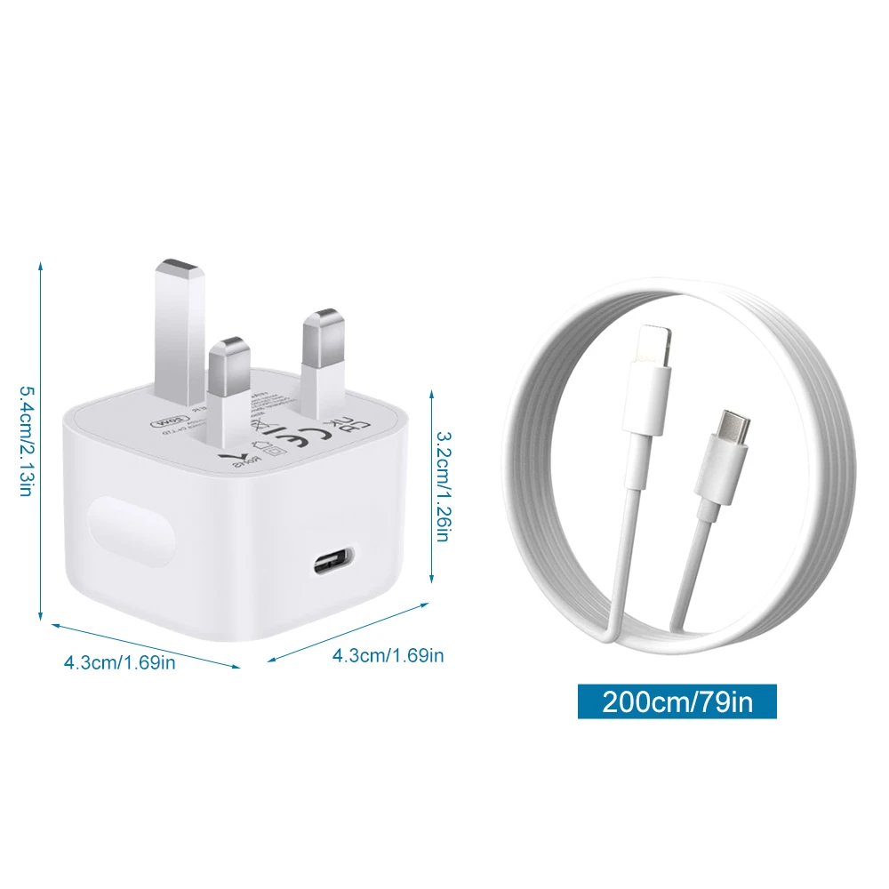 PD 20W Adapter Fast Charger Cable For iPhone 14 13 12 11 XS Pro Max 7 8 6 Plus XR Type C Cable USB Data Cord Phone Accessories thumbnail 2