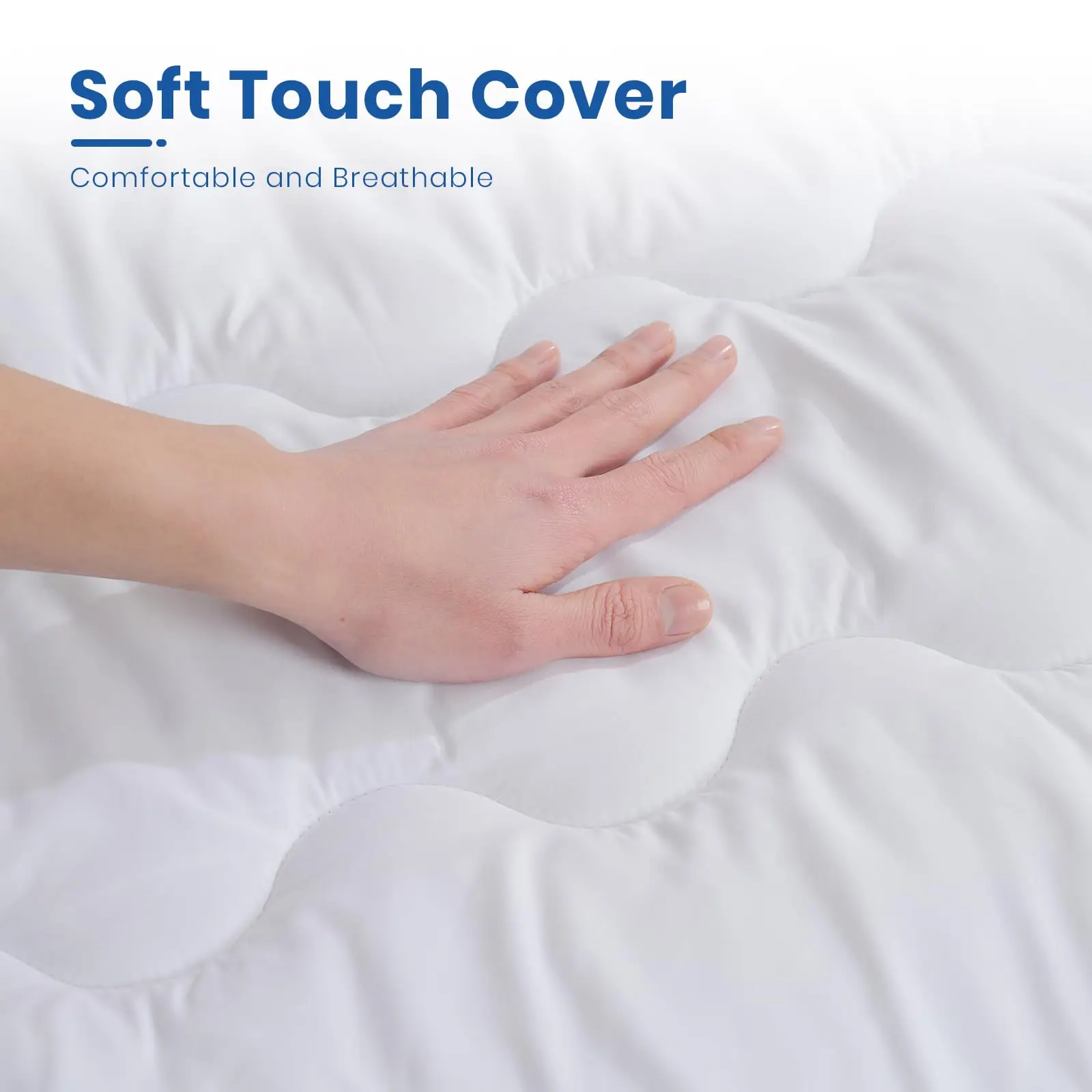 Good Nite 6 cm Thick Double Mattress Topper - Breathable Polyester Hollow Fiber Mattress Cover Pad with Mesh Sides thumbnail 5