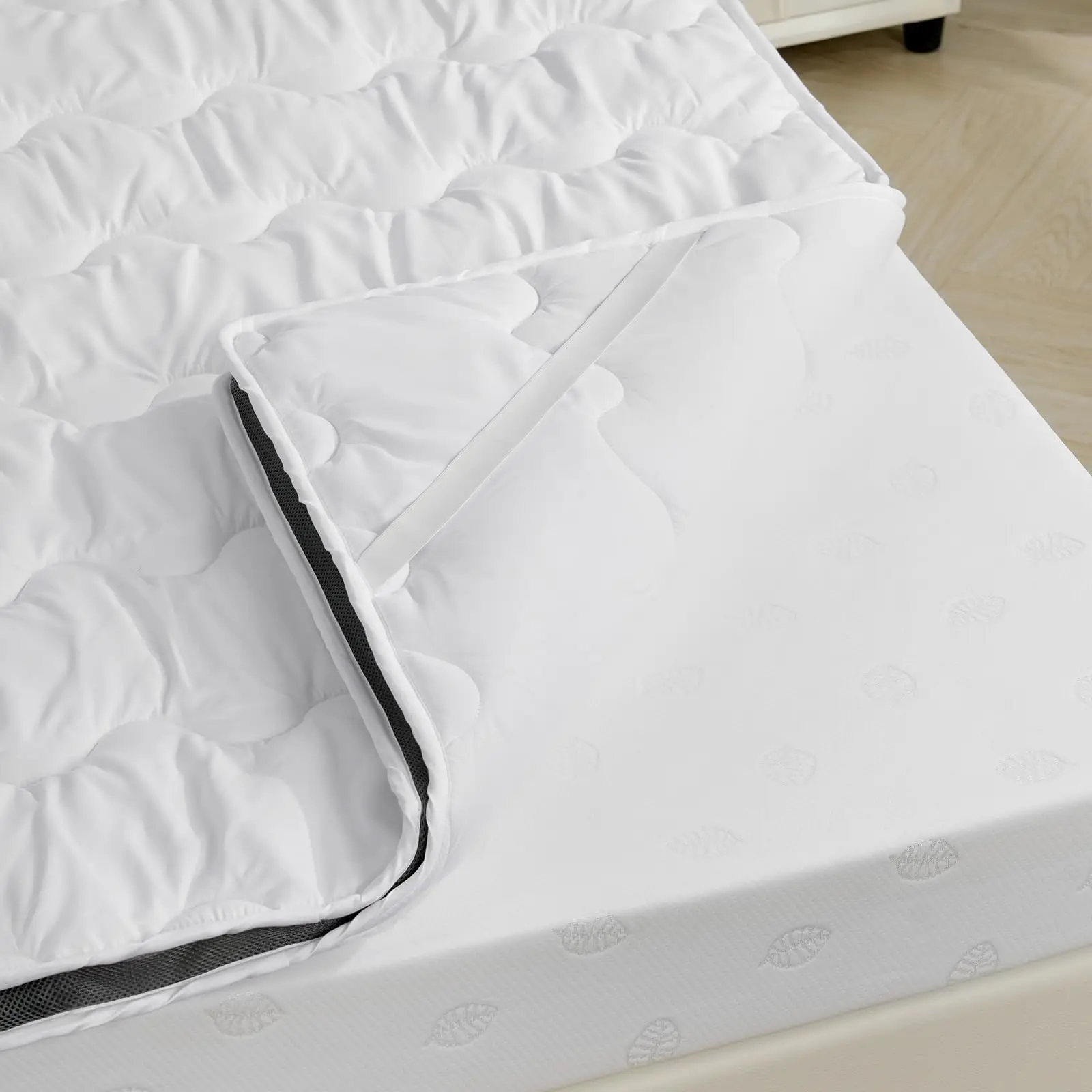 Good Nite 6 cm Thick Double Mattress Topper - Breathable Polyester Hollow Fiber Mattress Cover Pad with Mesh Sides thumbnail 4
