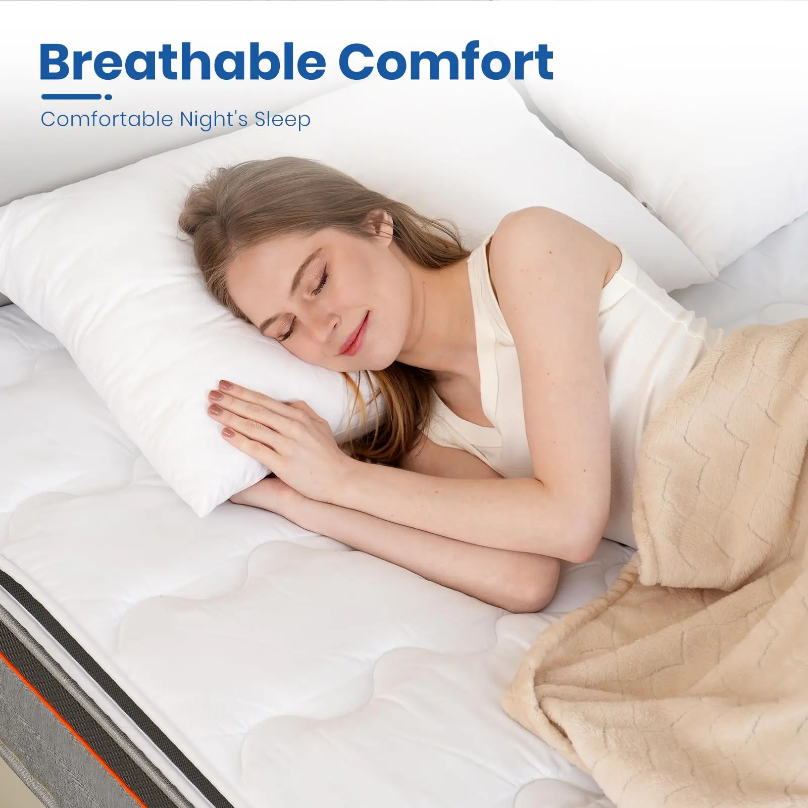 Good Nite 6 cm Thick Double Mattress Topper - Breathable Polyester Hollow Fiber Mattress Cover Pad with Mesh Sides thumbnail 2