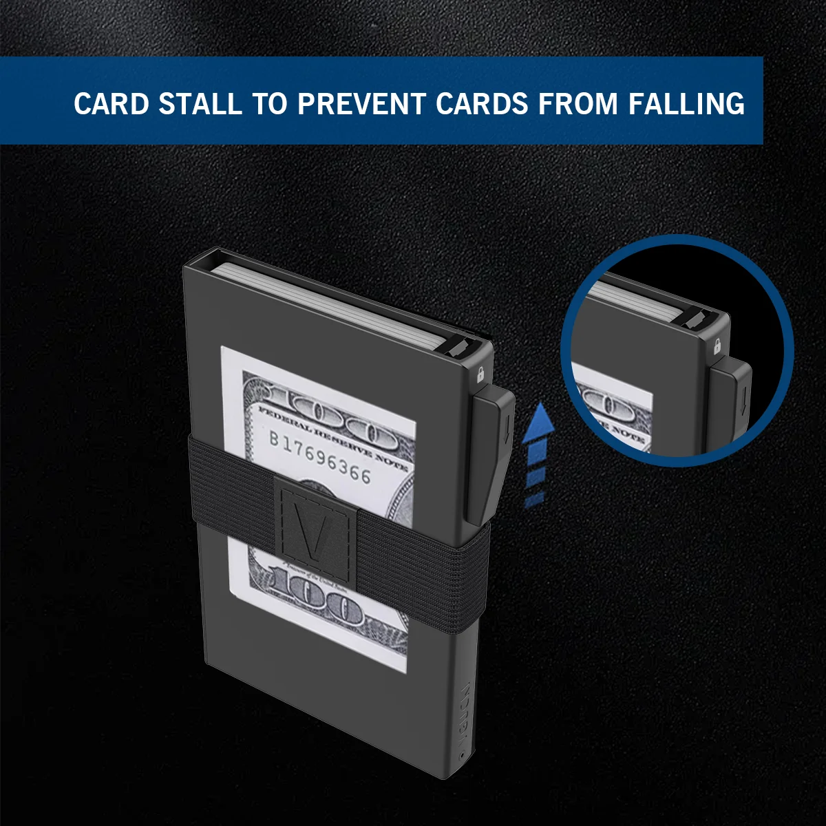 Slim Alu Card Holder for Men, Durable Expandable Backplate, RFID Blocking Minimalist Metal Pop Up Wallet, Holds 14+ Cards & Cash thumbnail 2