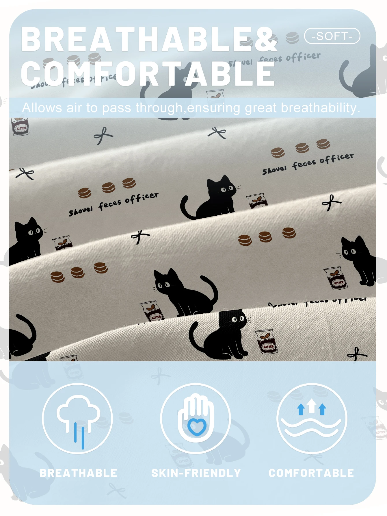1 Cartoon Cute animal Cat printed matte Fitted Sheet, bedroom printed bed cover, bedding (excluding pillowcases) thumbnail 5
