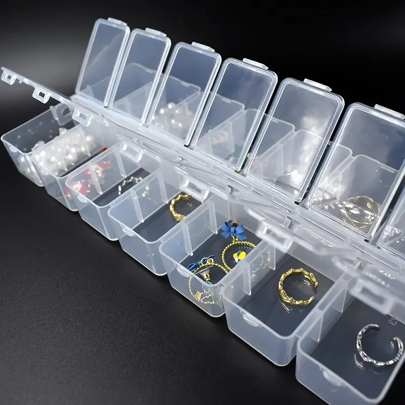 1pc 14 Grids Rectangle Plastic Jewelry Box Compartment Storage Box Case Jewelry Earring Bead Craft Display Container Organizer, thumbnail 3