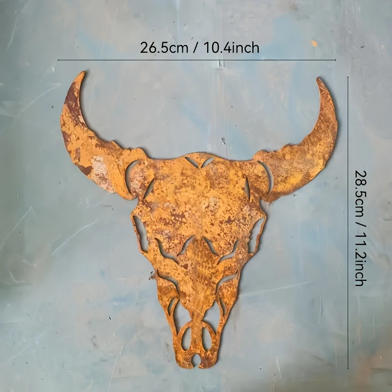 Western Bull Skull Metal Wall Home Decor Adds Home Outdoor Cow Skull Sign Garden Areas Holiday Halloween Easter Thanksgiving thumbnail 4