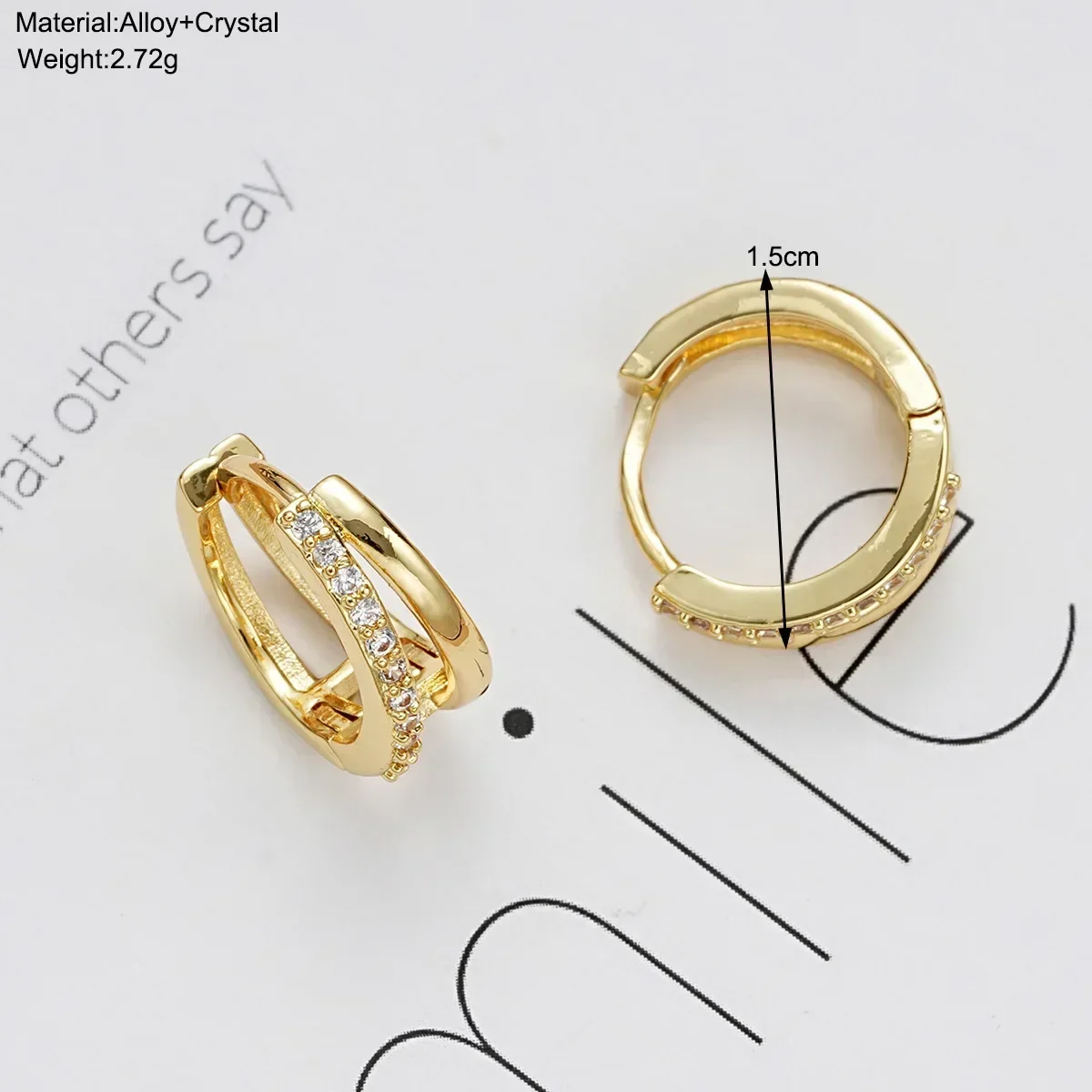 Stainless Steel Gold Color Circle Hoop Earrings for Women Simple Cubic Zircon Double Ring Earring Cartilage Piercing Jewelry thumbnail 6