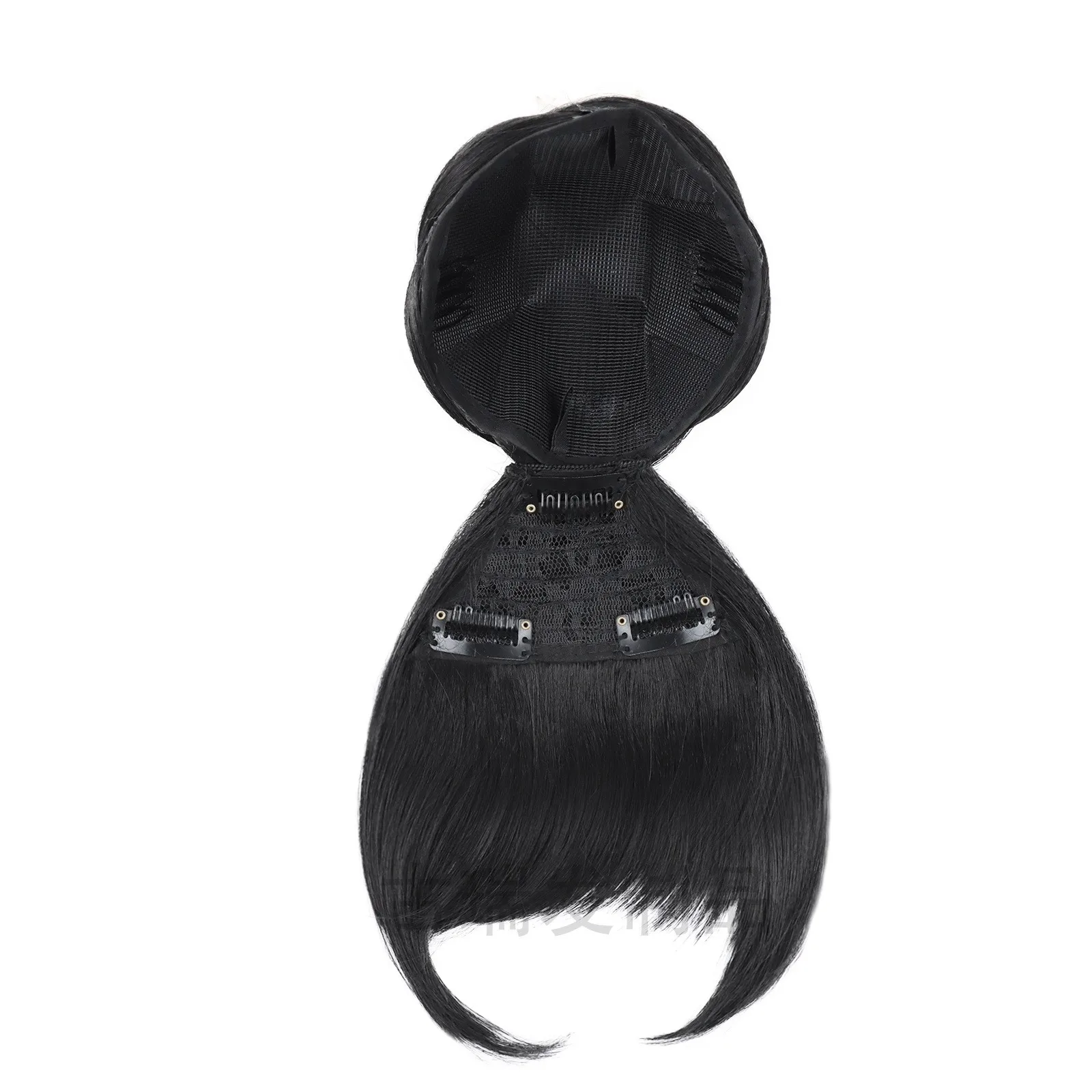 Synthetic Bun & Bang Set 2PCS Braided HairBun Bangs Straight Clip in High Bun with Bangs Clip on Hair Piece for Black Women thumbnail 2