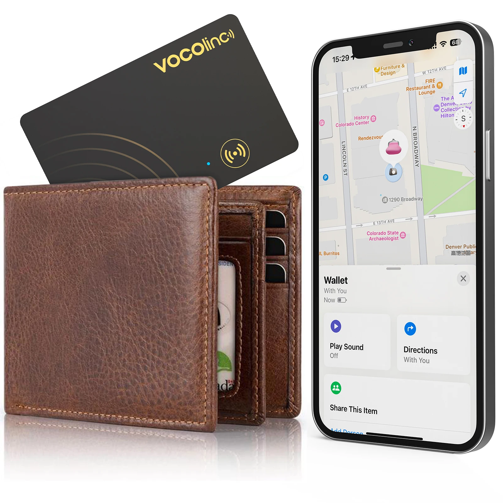 1/2Pcs VOCOlinc Wireless Charging Bluetooth Tracking Card,Global locator, Smart Tag, Item Finder, Use with Find My (IOS Only) thumbnail 5