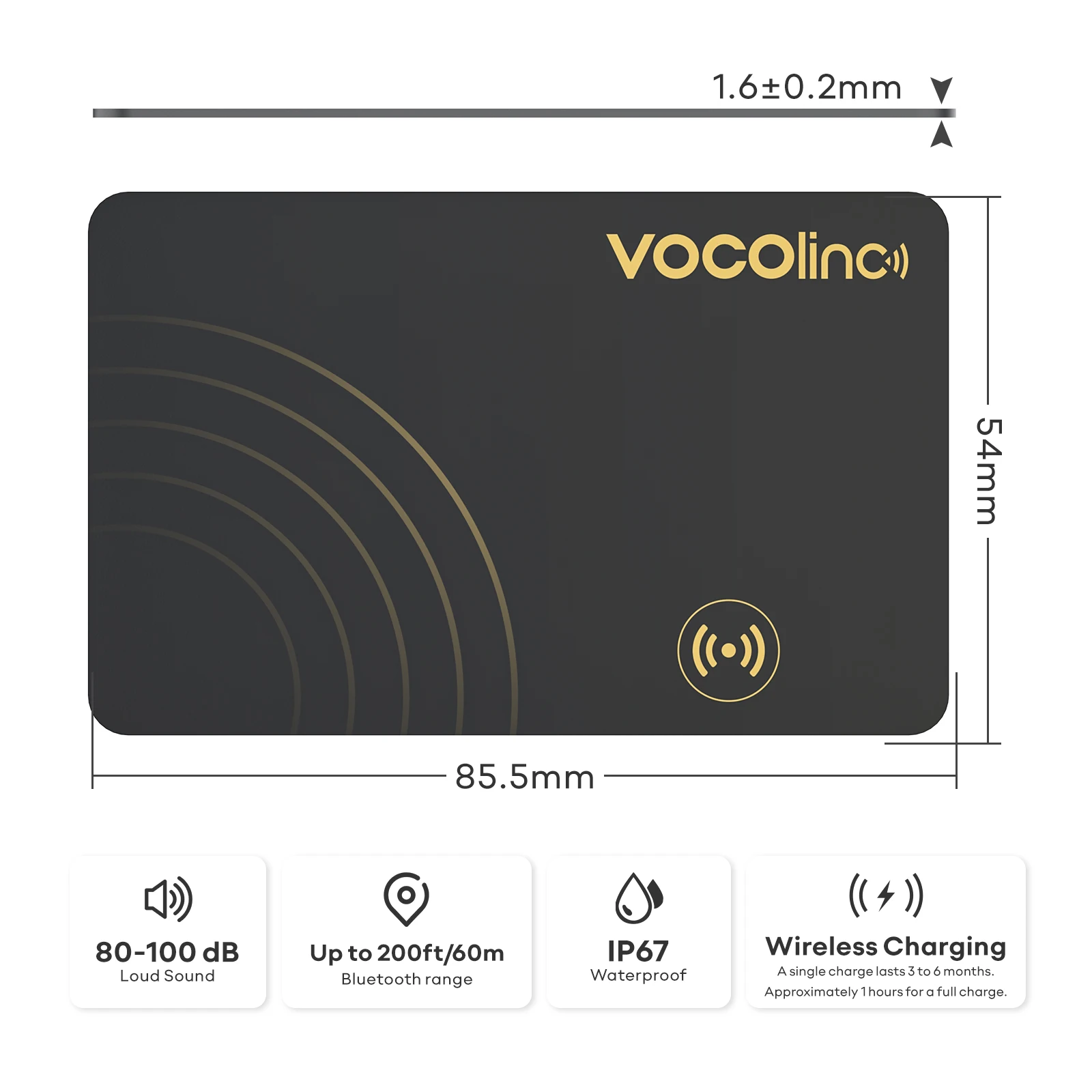 1/2Pcs VOCOlinc Wireless Charging Bluetooth Tracking Card,Global locator, Smart Tag, Item Finder, Use with Find My (IOS Only) thumbnail 6