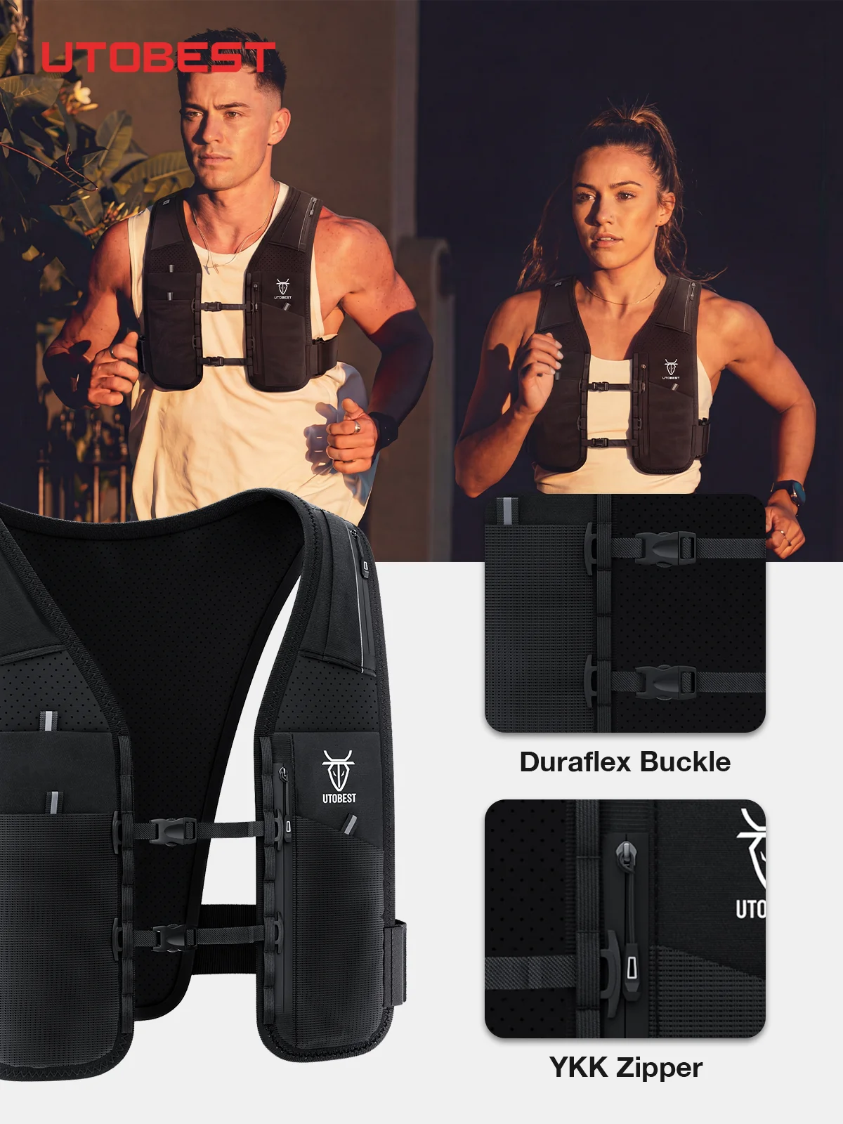 UTOBEST UTR113 Reflective Running Hydration Vest Adjustable Phone Holder Hydration Pack for Training Cycling Hiking thumbnail 5