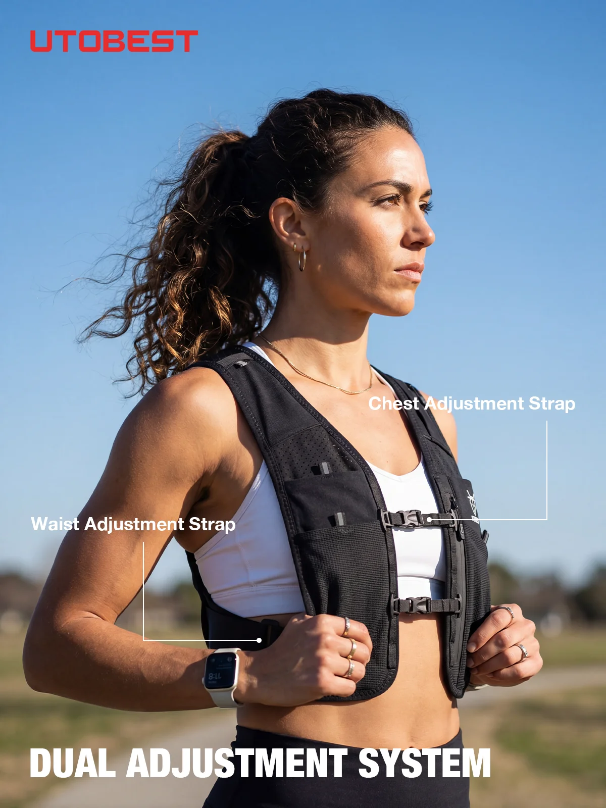 UTOBEST UTR113 Reflective Running Hydration Vest Adjustable Phone Holder Hydration Pack for Training Cycling Hiking thumbnail 4