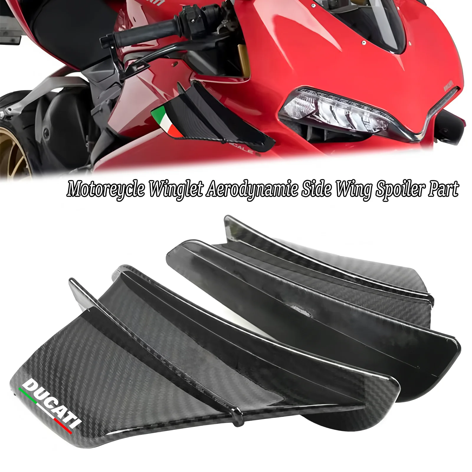 For Ducati 899 959 1198 1198S 1199 1299 Panigale V4 V4S V4R V2 Supersport S Motorcycle Winglet Aerodynamic Wing Kit Spoiler