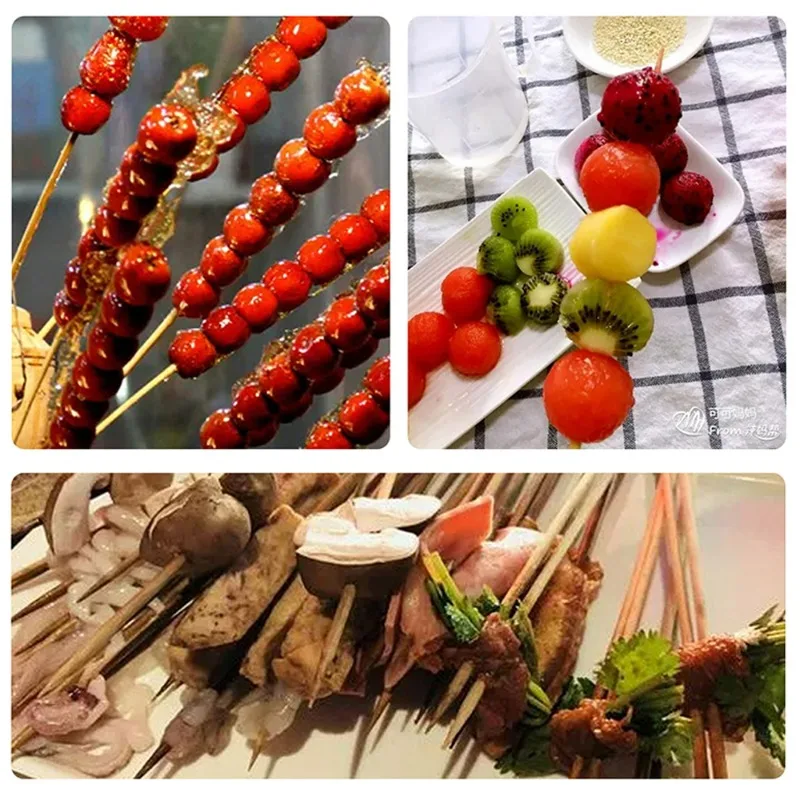 90/360x Bamboo Skewers Wooden Skewersfor Grilling BBQ Fruit Kabobs Chocolate Fountain Cocktail Toothpicks Home Kitchen Supplies thumbnail 5