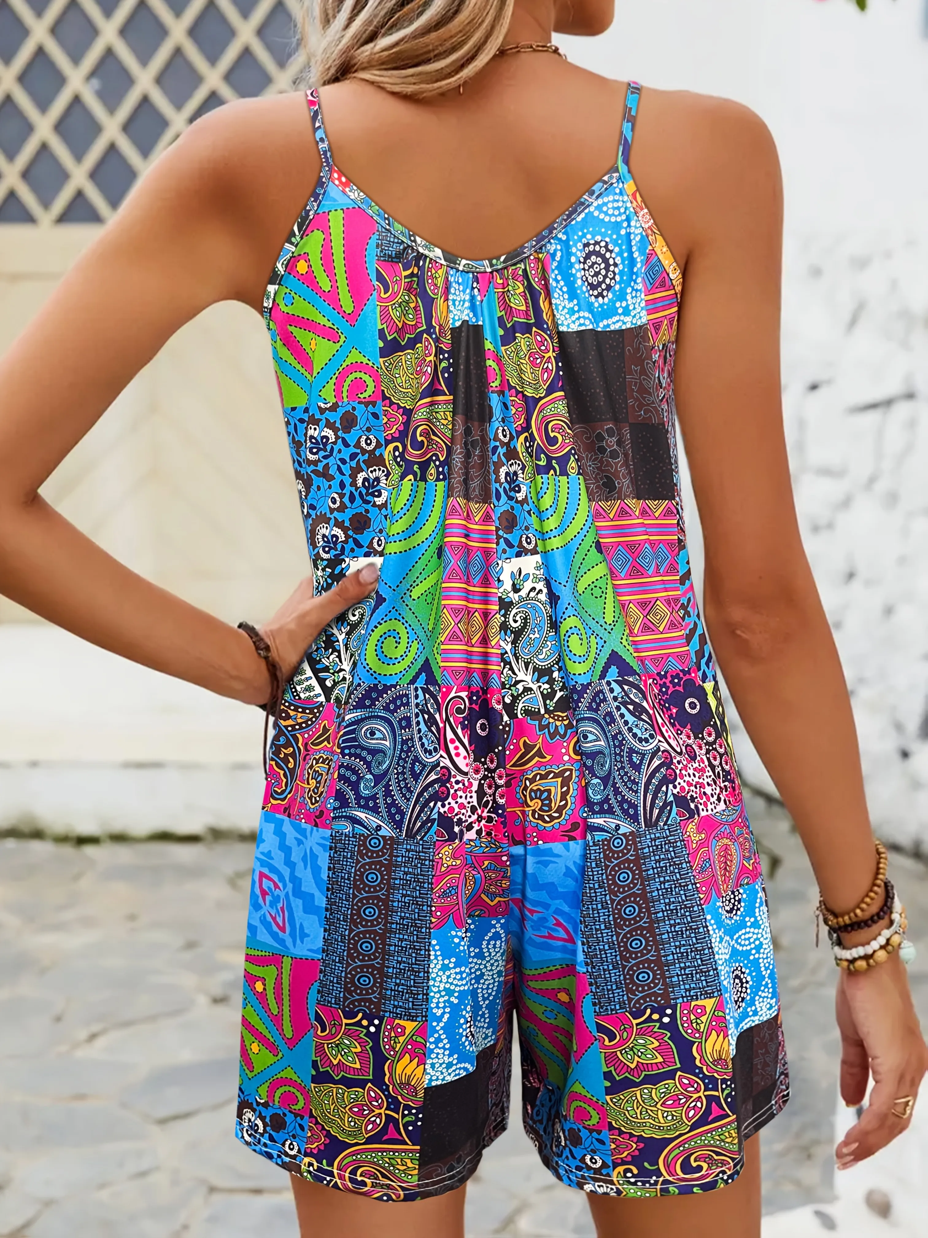 Women's Vibrant Paisley Pattern Sleeveless Jumpsuit for Spring/Summer Casual Wear thumbnail 2