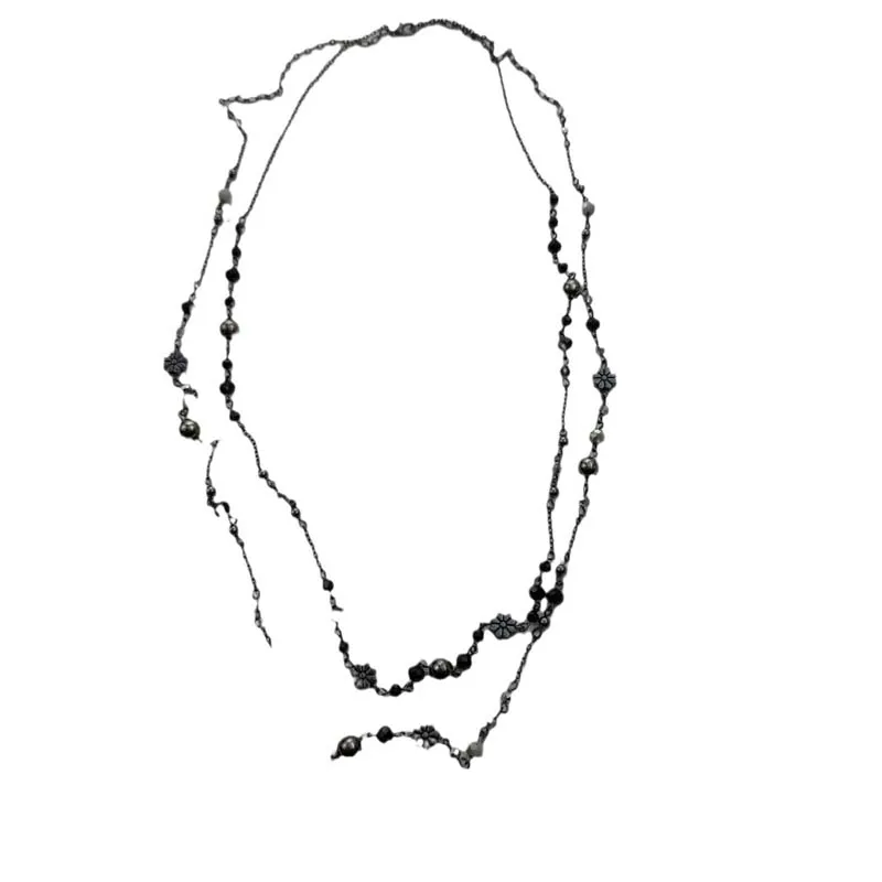Vintage Double Layered Flower Beaded Chains Necklaces for Women Bohemian Ethnic Style Glass Beaded Sweater Chain Jewelry thumbnail 6