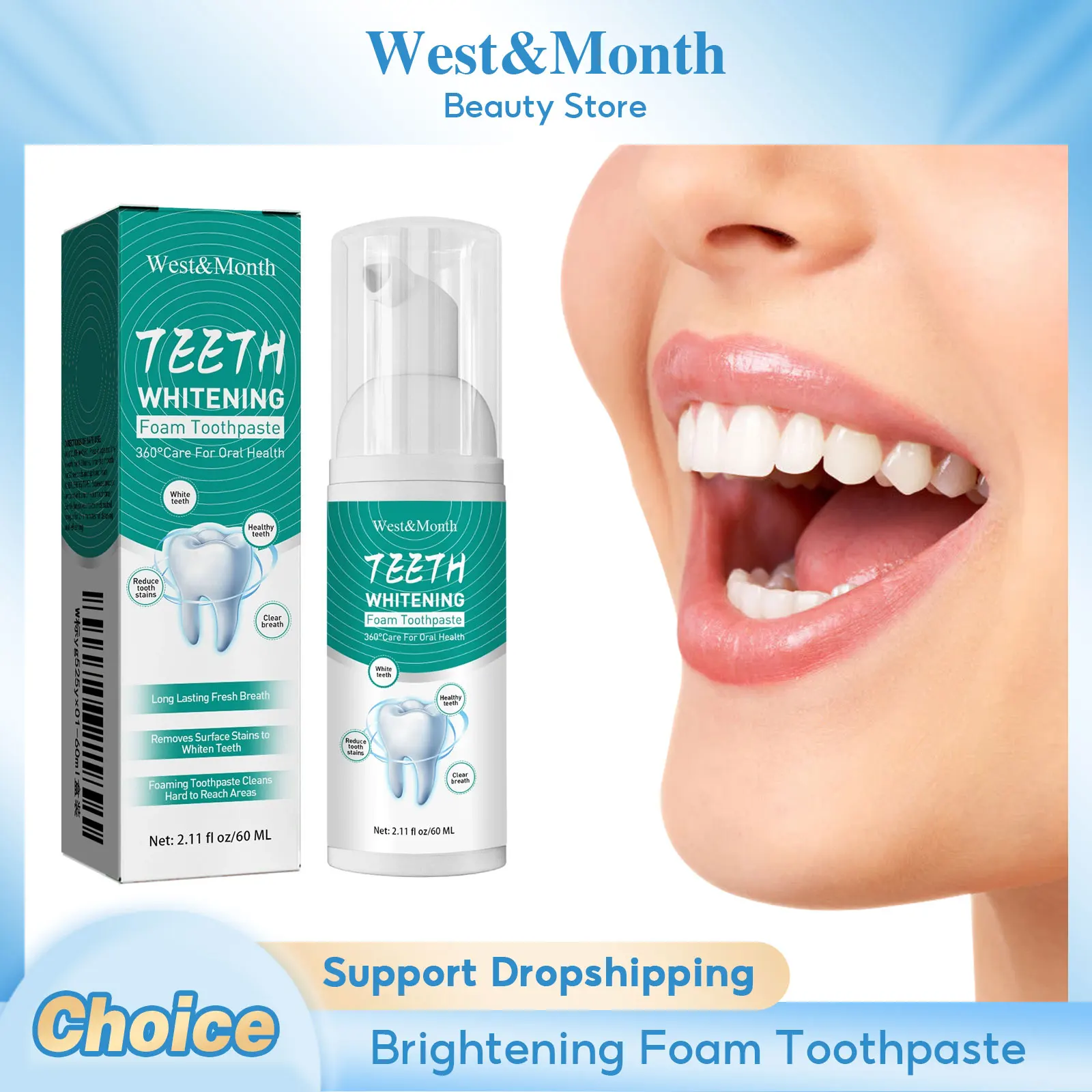 Whitening Foam Toothpaste Cleansing Prevent Cavities Remove Plaque Protect Gum Oral Health Freshen Breath Teeth Repairing Mousse