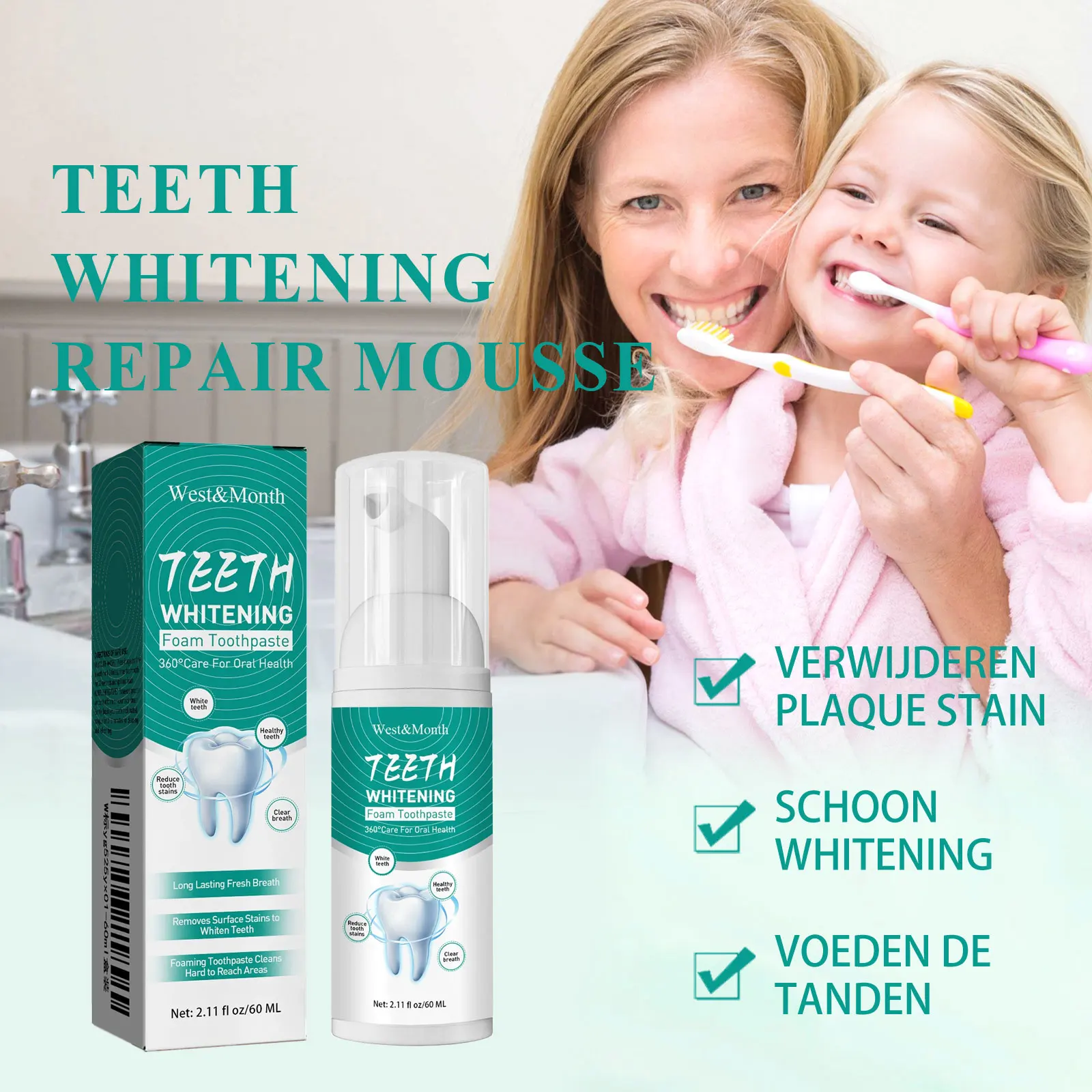 Whitening Foam Toothpaste Cleansing Prevent Cavities Remove Plaque Protect Gum Oral Health Freshen Breath Teeth Repairing Mousse thumbnail 5