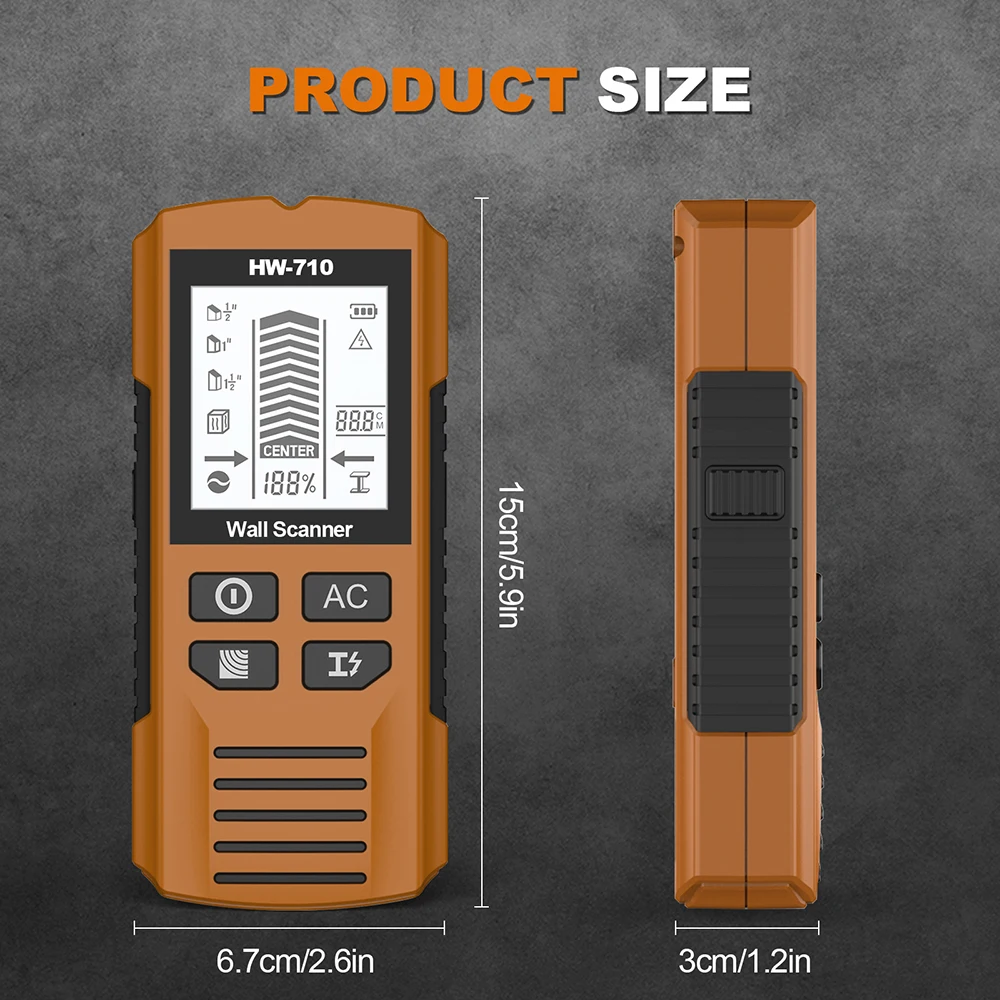 6 in 1 Handheld Wall Metal Detector Sensor Wall Scanner Wood Stud AC Wire Metal Pipes Depth Wall Detector with LCD Display thumbnail 5