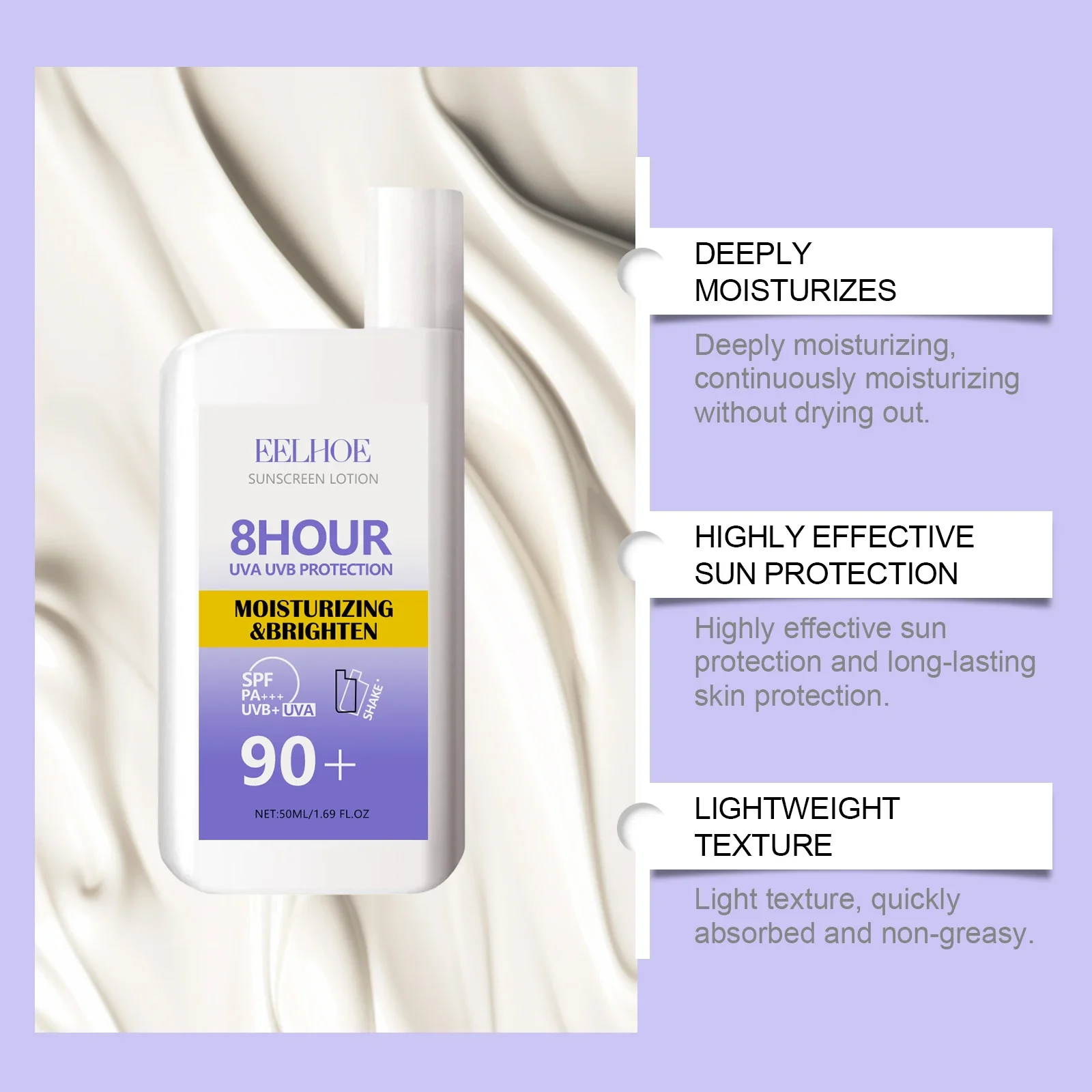 Sunscreen Cream Spf 90+ UV Protection Sun Block Isolation Cream Sunburn Repair Cream Waterproof Moisturizing Oil-Control Care thumbnail 4