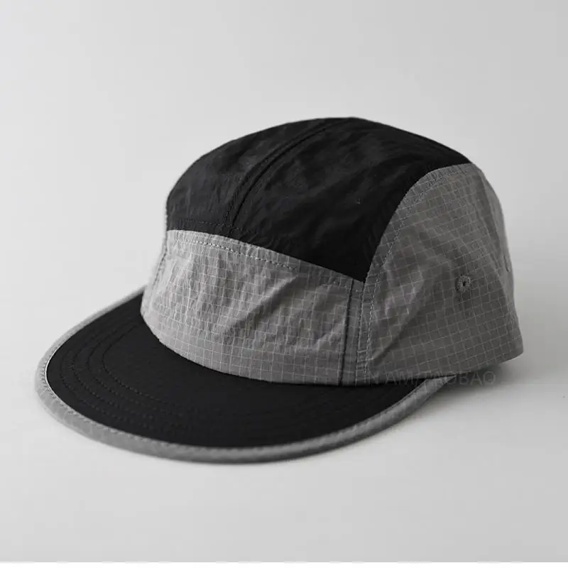 Japanese Outdoor Quick-drying 5-Panel Baseball Cap Can Wear Sunglasses Women Summer Baseball Cap Men Splicing Flat-brim Sun Hat thumbnail 3
