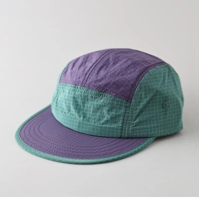 Japanese Outdoor Quick-drying 5-Panel Baseball Cap Can Wear Sunglasses Women Summer Baseball Cap Men Splicing Flat-brim Sun Hat thumbnail 2