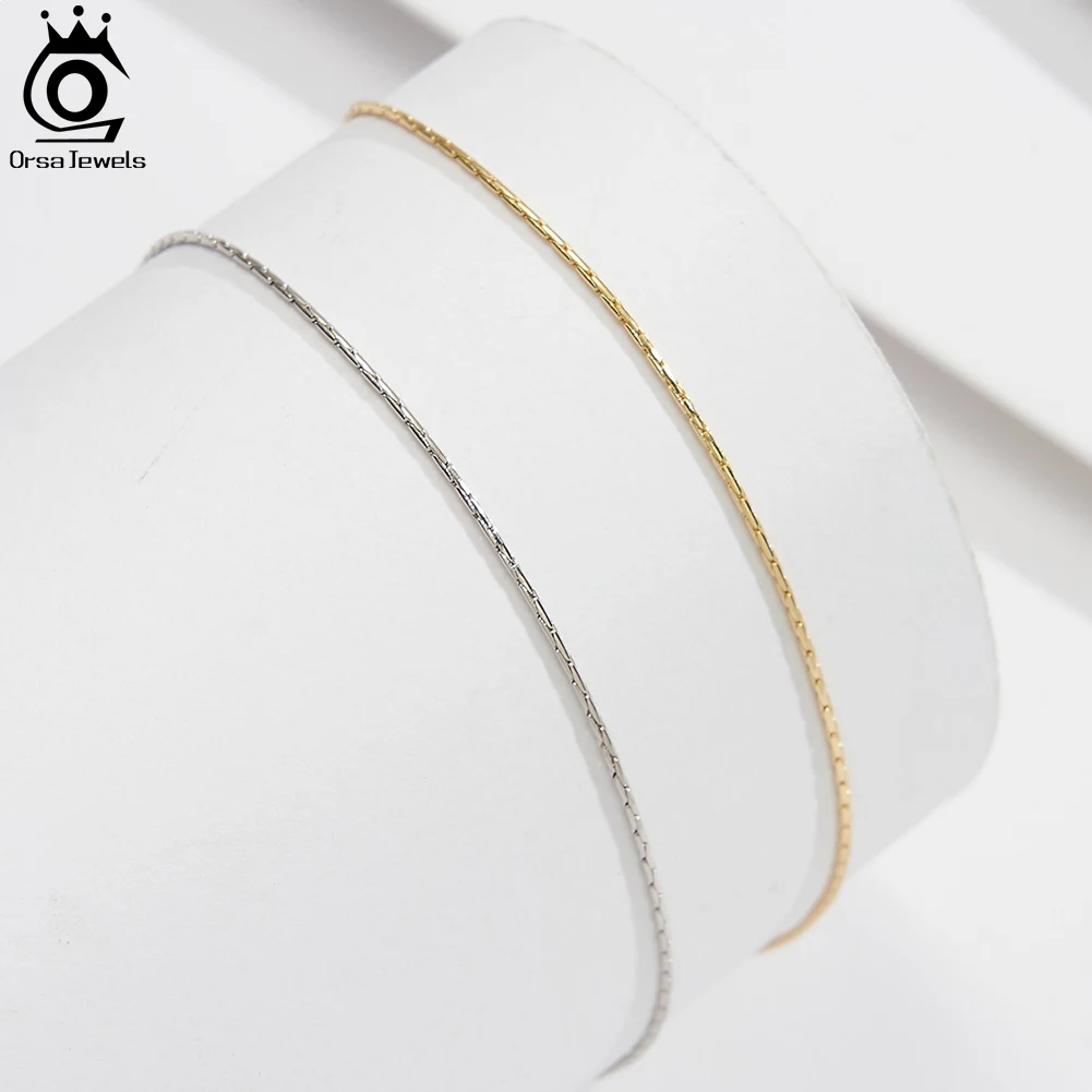 ORSA JEWELS 0.7mm Bamboo Chain Anklets Real 925 Silver Daily for Women Gift Summer Foot Bracelet Ankle Straps Accessories SA78 thumbnail 4