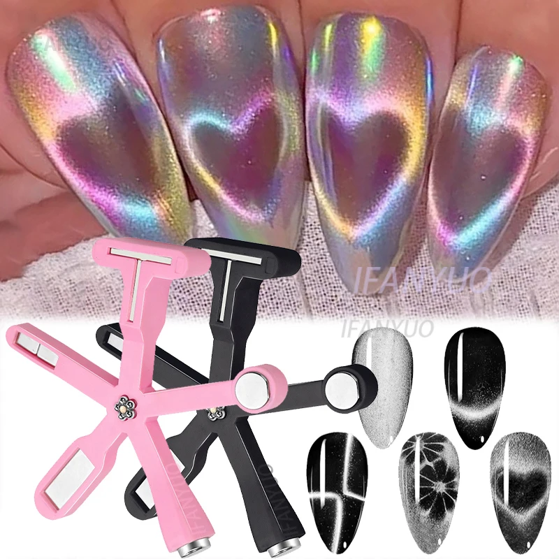 Love Heart Pattern Nail Magnet 6in1 Cat Eye Effect Side Light Half Moon Daisy Flower French Nail UV Attraction Magnets Manicure