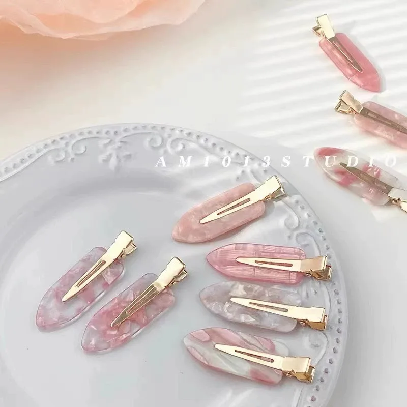 2pcs Simple Sakura Pink Seamless Hair Clip Women Acetate Sheet No Bend Bangs Clip Duckbill Clip Hairpins Hair Styling Tool thumbnail 4