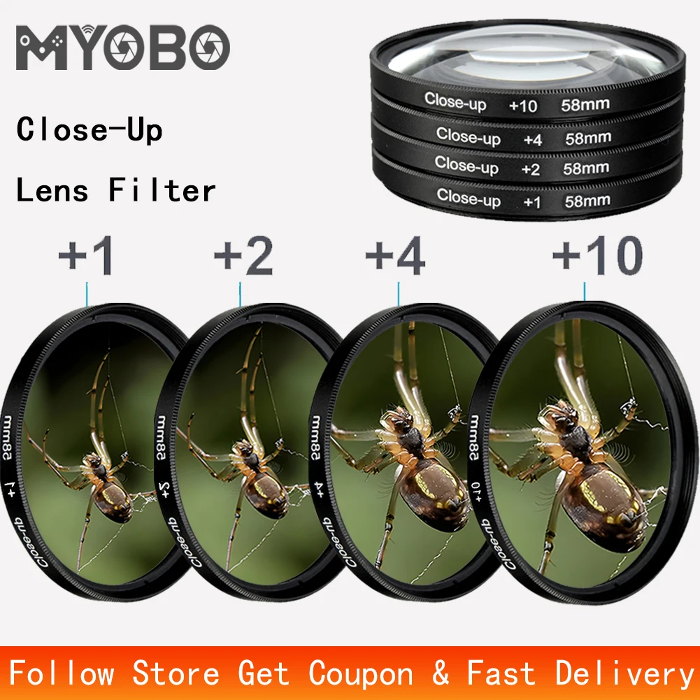 MYOBO Close Up Macro Filter +1 +2 +4 +10 for DSLR SLR Camera Close-up Len Filters - 37 40.5 43 46 49 52 55 58 62 67 72 77 82 mm