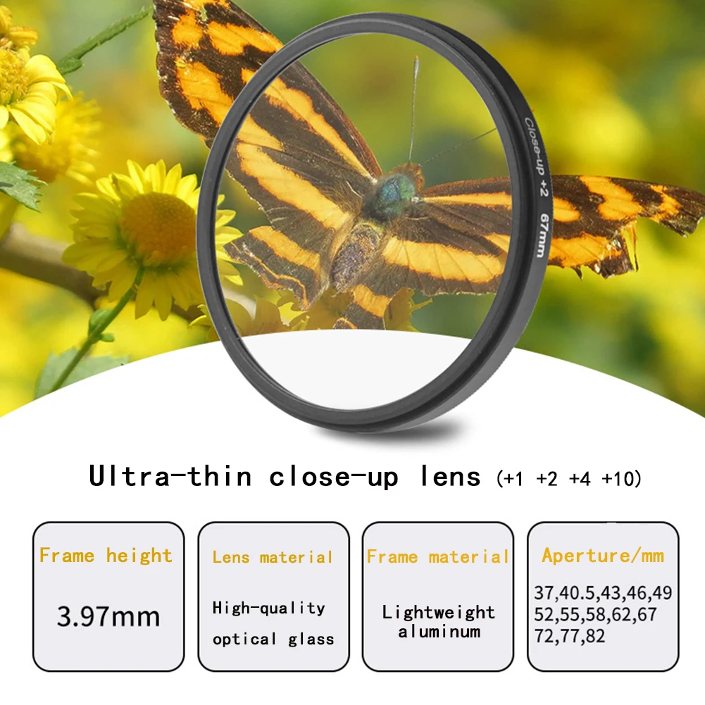 MYOBO Close Up Macro Filter +1 +2 +4 +10 for DSLR SLR Camera Close-up Len Filters - 37 40.5 43 46 49 52 55 58 62 67 72 77 82 mm thumbnail 2