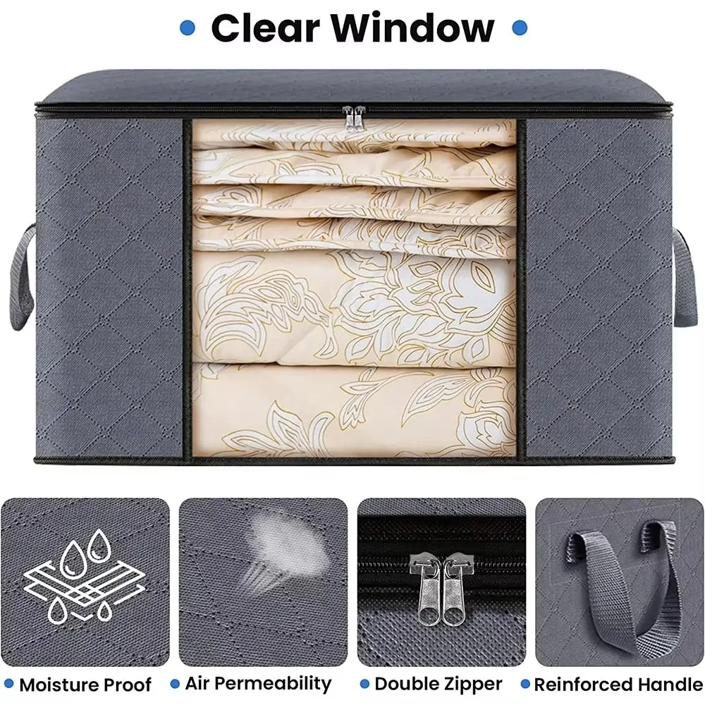 1/3pc Large Capacity Clothes Storage Bag Foldable Blanket Storage Bags Storage Containers for Organizing Bedroom Closet Clothing thumbnail 5
