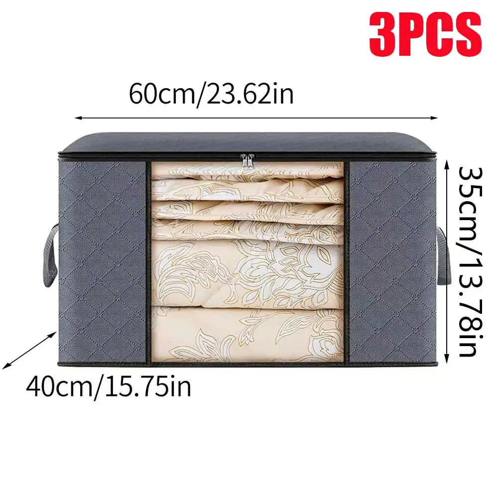 1/3pc Large Capacity Clothes Storage Bag Foldable Blanket Storage Bags Storage Containers for Organizing Bedroom Closet Clothing thumbnail 2