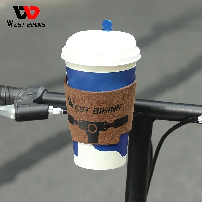 WEST BIKING Vintage Cowhide Bicycle Bottle Holder Coffee Cup Holder Tea Cup Holder Bicycle Bracket Scooter Bottle Cage Bracket thumbnail 3