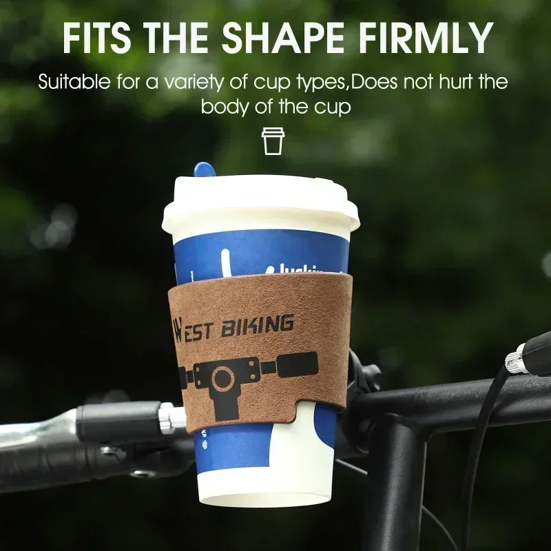 WEST BIKING Vintage Cowhide Bicycle Bottle Holder Coffee Cup Holder Tea Cup Holder Bicycle Bracket Scooter Bottle Cage Bracket thumbnail 2