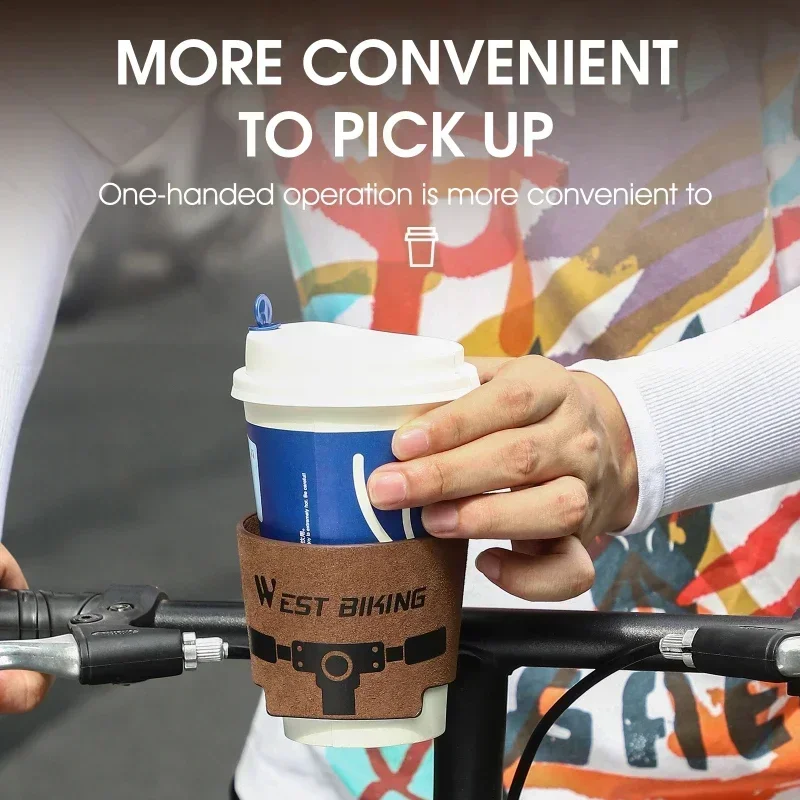 WEST BIKING Vintage Cowhide Bicycle Bottle Holder Coffee Cup Holder Tea Cup Holder Bicycle Bracket Scooter Bottle Cage Bracket thumbnail 4