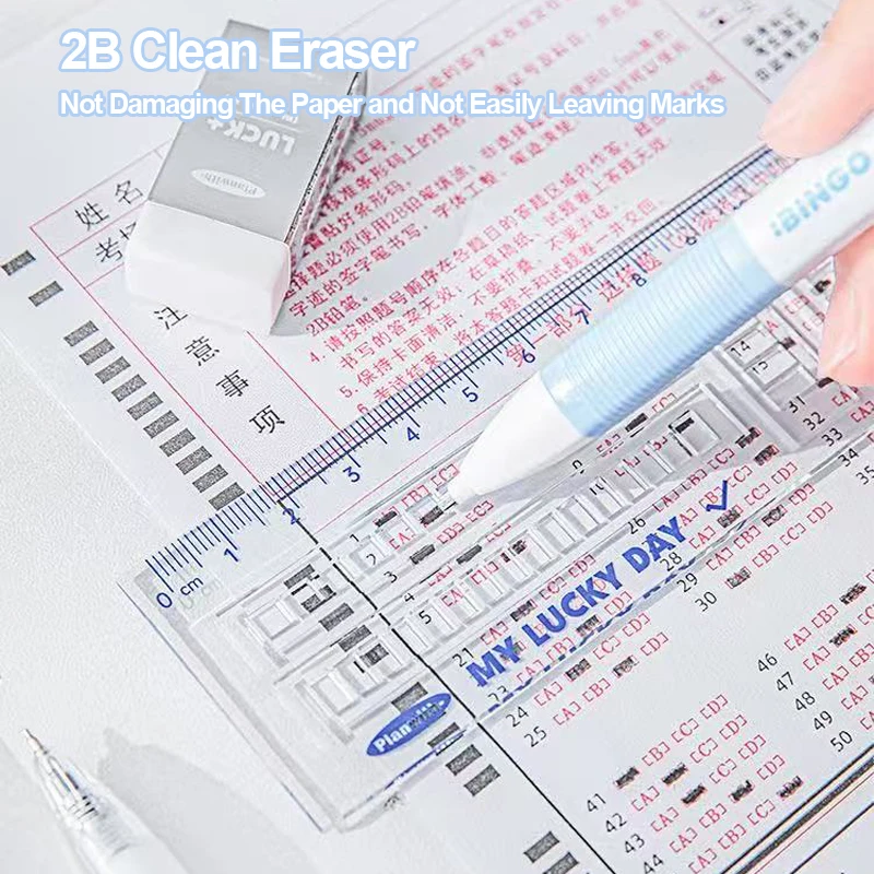 1Set Exam Set Press Neutral Pen 2B Automatic Pencil Rubber Ruler Six Stationery Items for Students thumbnail 4
