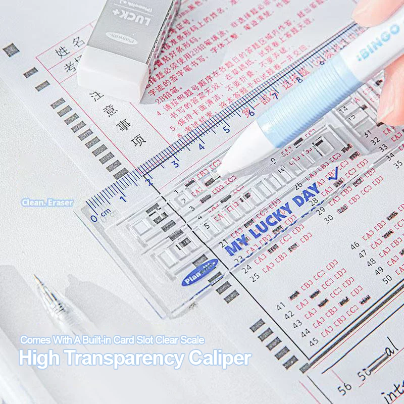 1Set Exam Set Press Neutral Pen 2B Automatic Pencil Rubber Ruler Six Stationery Items for Students thumbnail 2