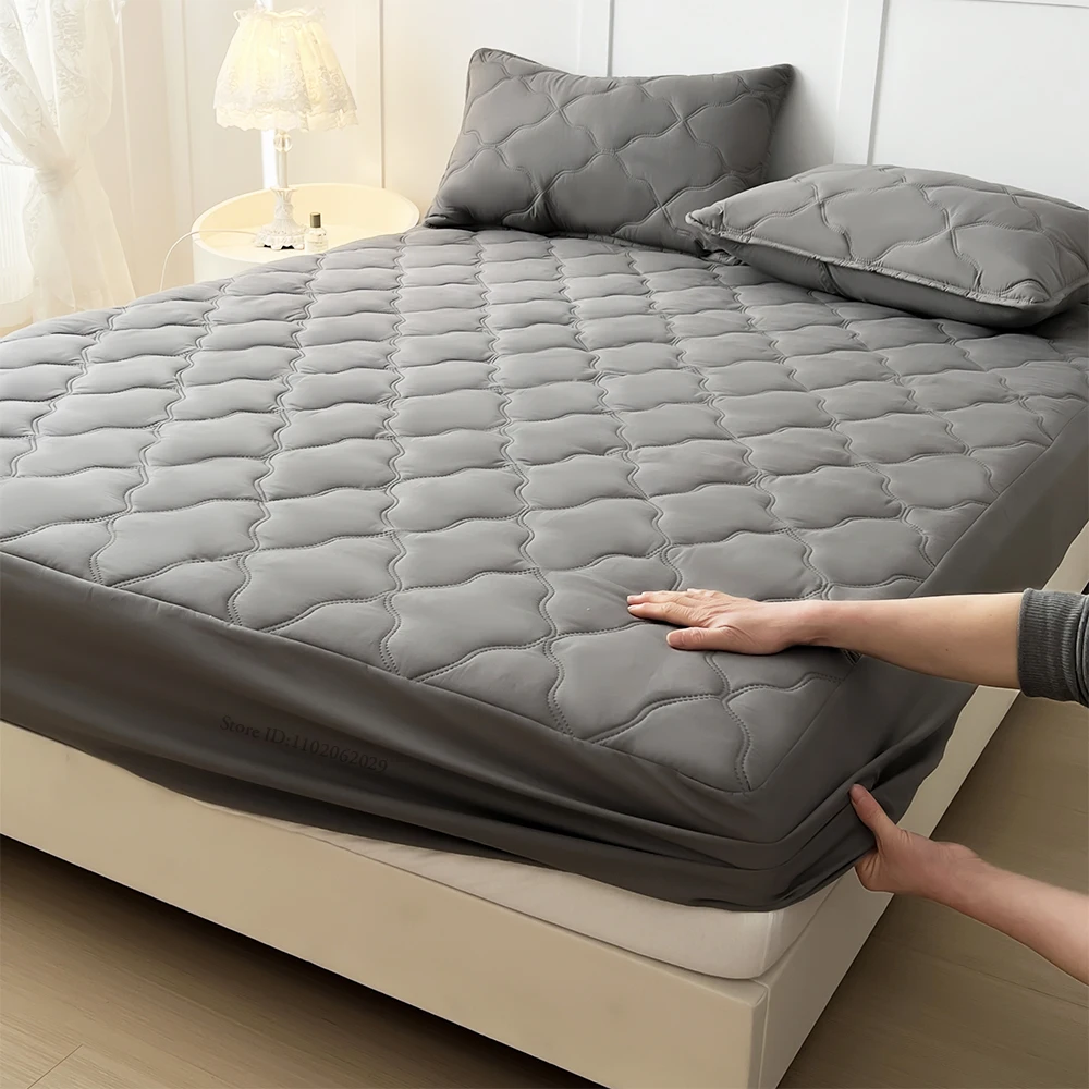 Waterproof Mattress Coverlets Elastic Band Protector Pads Bedspreads Cover Fitted Bed Sheets for Single/Double/King/Queen Bed thumbnail 3