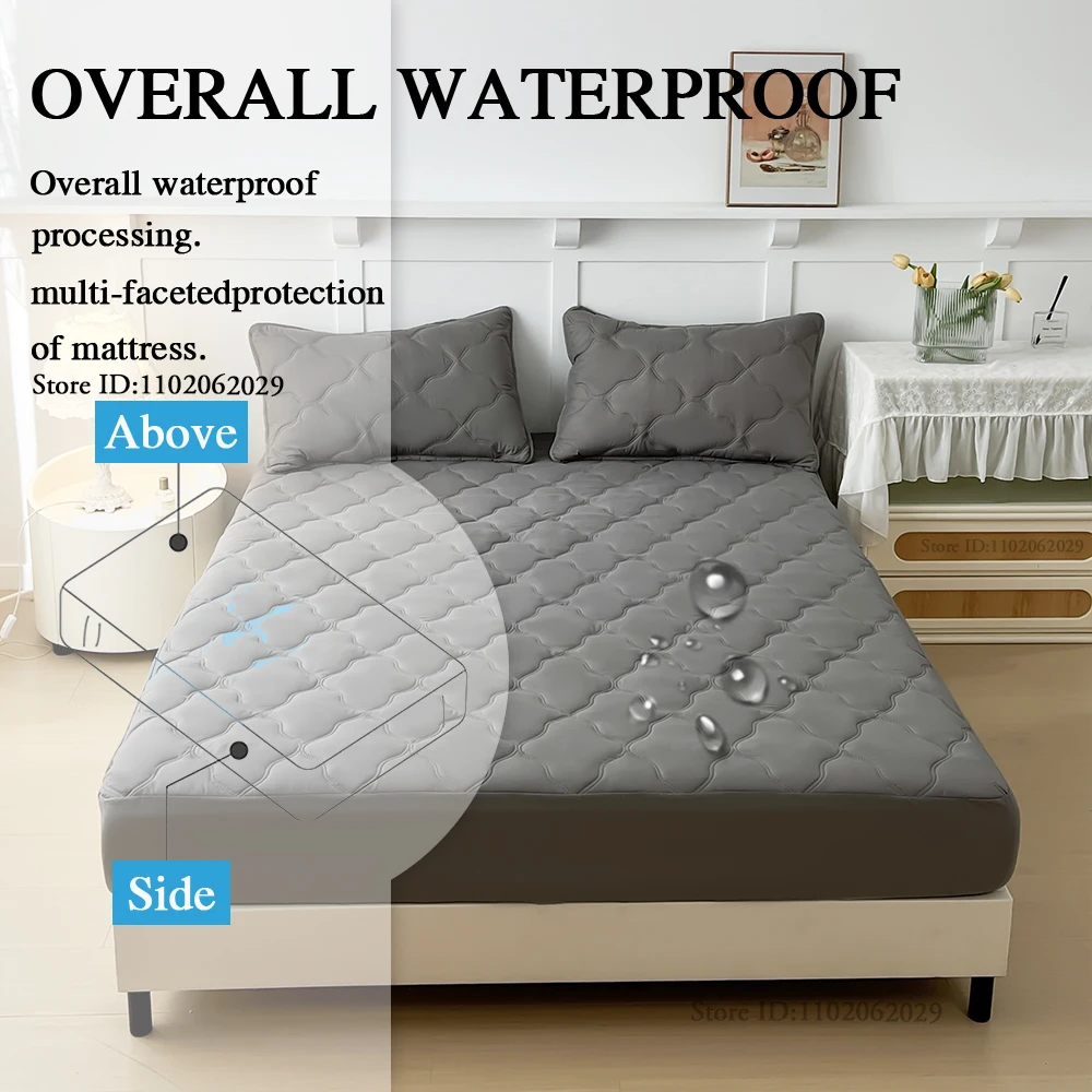 Waterproof Mattress Coverlets Elastic Band Protector Pads Bedspreads Cover Fitted Bed Sheets for Single/Double/King/Queen Bed thumbnail 6