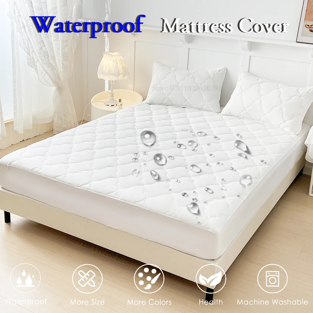 Waterproof Mattress Coverlets Elastic Band Protector Pads Bedspreads Cover Fitted Bed Sheets for Single/Double/King/Queen Bed thumbnail 4