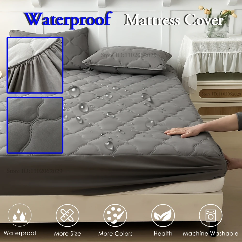 Waterproof Mattress Coverlets Elastic Band Protector Pads Bedspreads Cover Fitted Bed Sheets for Single/Double/King/Queen Bed thumbnail 5