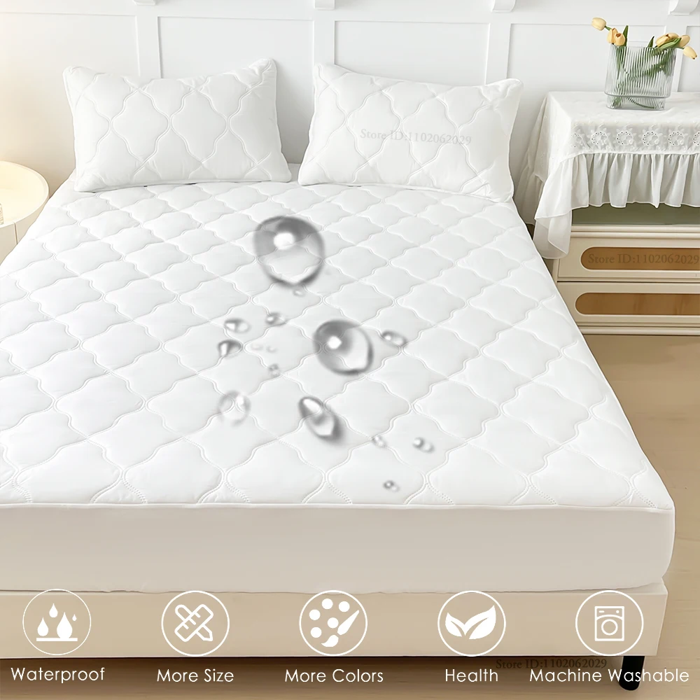 Waterproof Mattress Coverlets Elastic Band Protector Pads Bedspreads Cover Fitted Bed Sheets for Single/Double/King/Queen Bed thumbnail 2