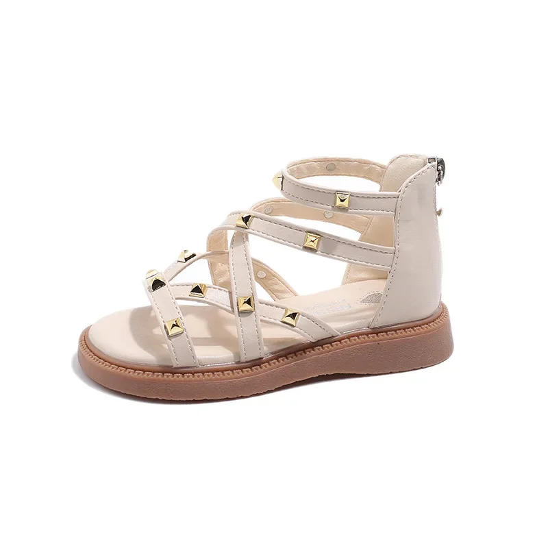 Summer Roman Sandals Girls Gladiator Boots High Top Fashion Princess Party Shoes Platform Rivets Kids Girl Beach Shoes I03221 thumbnail 6
